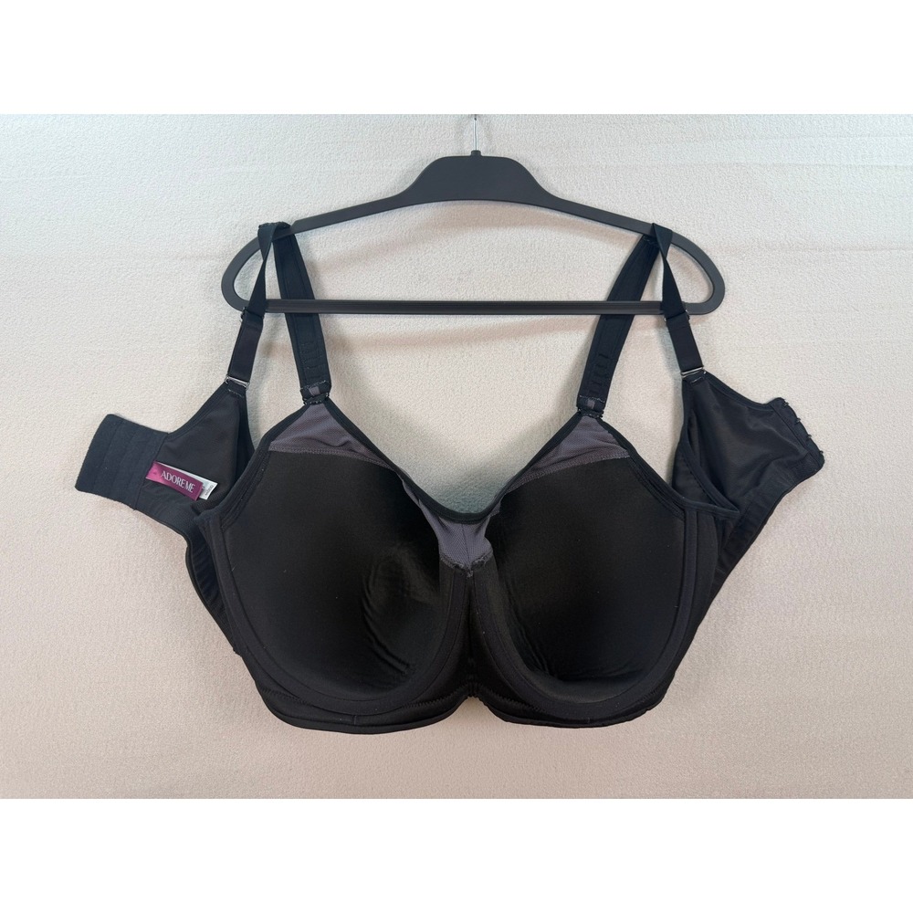 Adore Me Alysha Black Grey Mesh Unlined Underwire Support Bra 44DDD - Picture 3 of 6